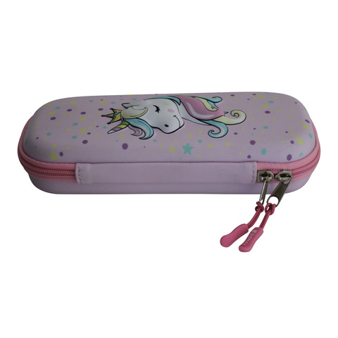 Astuccio ovalino a 1 zip Donau con fantasia unicorno in 3D  - conf. 3 pz - 322289